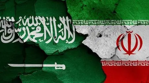 Las banderas de Arabia Saudita e Irán pintadas en una pared. (Fuente externa)