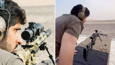 El jeque Hamdan con su rifle. (