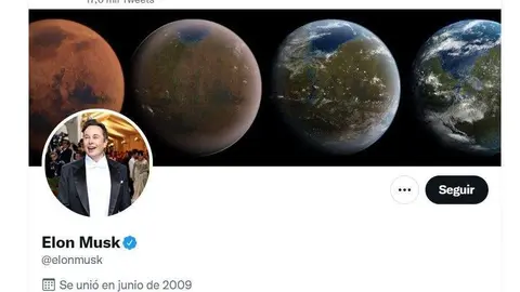 Perfil de Twitter de Elon Musk.