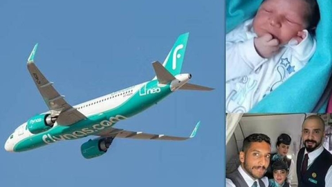 Bebé nacido a bordo de un vuelo de Flynas. (Saudi Gazette)