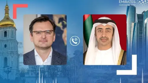 Los ministros de Exteriores de Ucrania y Emiratos Árabes. (WAM)