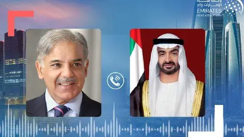 El presidente de Emiratos Árabes junto al primer ministro de Pakistán. (WAM)