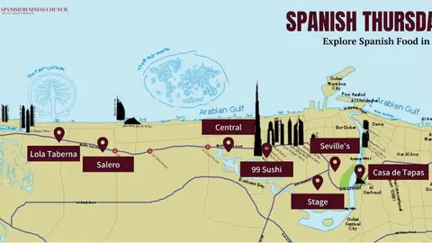 Localización en Dubai de los restaurantes participantes en 'Spanish Thursdays'.
