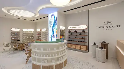 Lounge de Maison Santé, la clínica española en Dubai que atiende el día a día de los residentes para mejorar su salud y bienestar. (EL CORREO)