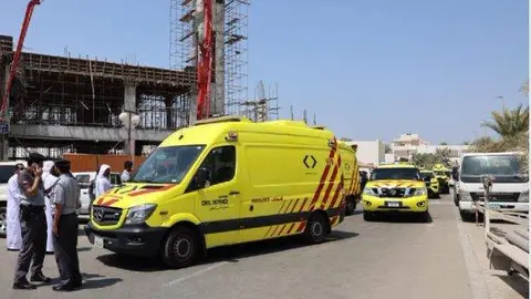 La Policía de Abu Dhabi difundió en Twitter esta imagen del lugar del derrumbe.