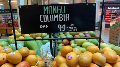 Mangos colombianos en un supermercado de EAU. (EL CORREO)