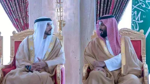 El jeque Hamdan y el príncipe saudí en una foto de Twitter.