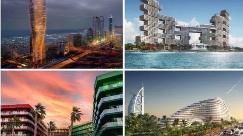 Una imagen reúne a cuatro de los hoteles que abrirán próimamente en Dubai. (Fuente externa)