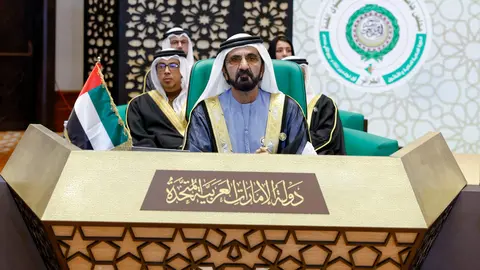 El gobernante de Dubai durante la Cumbre Árabe en Argel. (WAM)