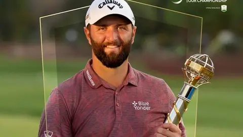 El golfista Jon Rahm ganador en Dubai. (Twitter)