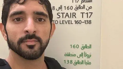 El príncipe heredero de Dubai en el piso 160 del Burj Khalifa. (Instagram)