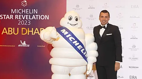 Jaime Castañeda, durante la gala donde 99 Sushi Bar Abu Dhabi recibió la estrella Michelin. (Cedida)