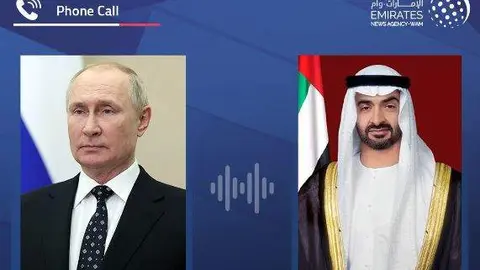 Los presidentes de Emiratos Árabes y Rusia. (WAM)