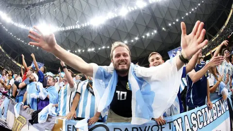 La alegría de los argentinos en Qatar. (Twitter)