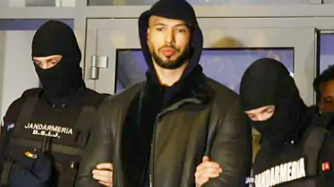 Momento de la detención en Rumanía de Andrew Tate. (Twitter)