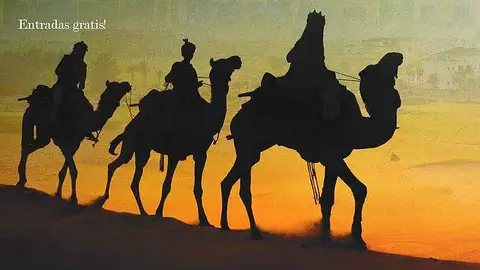 Detalle del cartel de la cabalgata de Reyes Magos de Abu Dhabi.