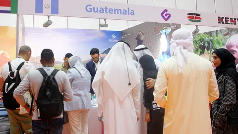 El stand de Guatemala en World of Coffee Dubai generó gran expectación ya en la jornada de la influyente feria. (EL CORREO)