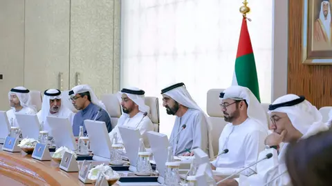 Un momento de la reunidón de Consejo de Ministros de Emiratos este lunes. (WAM)