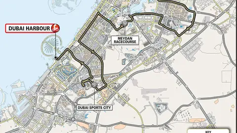 La etapa de este jueves del UAE Tour femenino. (Twitter)