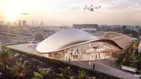 La nueva estación de taxis aéreos según una maqueta de Dubai Media Office.