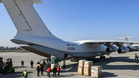 El avión saudí con la ayuda humanitaria. (Fuente externa)