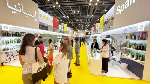 Perspectiva del Pabellón de España en Gulfood 2023 dedicado al aceite de oliva. (EL CORREO)