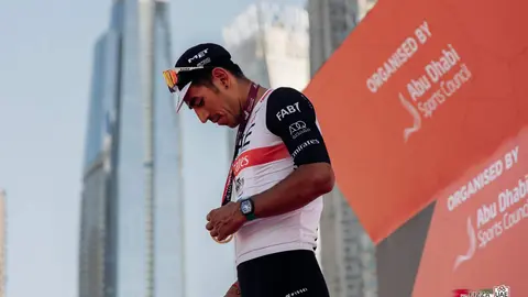 Juan Sebastián Molano en el podio de Dubai Marina. (Twitter)