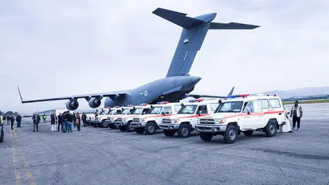 Las ambulancias emiratíes donadas a Siria. (WAM)