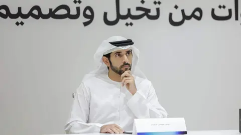 El jeque Hamdan durante una reunión de Dubai Future.