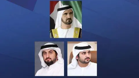El gobernante de Dubai y abajo el primer y segundo vicegobernantes de Dubai. (WAM)