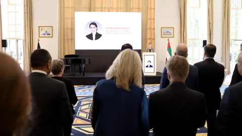 Un momento de la intervención de la ministra de EAU de Cambio Climático y Medio Ambiente, Mariam bint Mohammed Almheiri. (WAM)