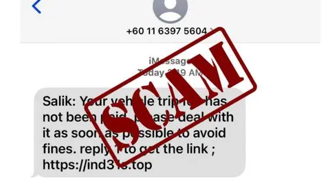 Mensaje falso de Salik. (Khaleej Times)