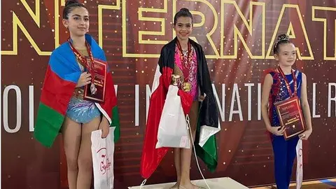 La joven gimnasta española en el podio. (Cedida)