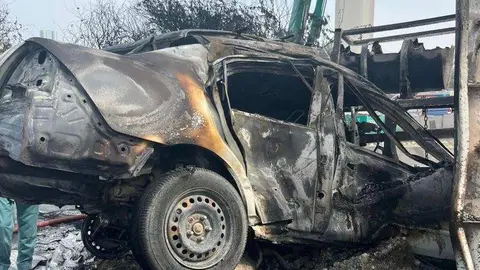 Estado del vehículo tras el accidente. (Policía Fujairah)