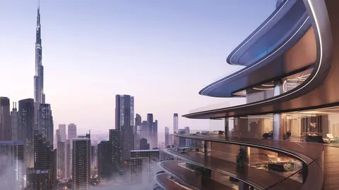 Una imagen de Twitter del edificio Binghatti en el centro de Dubai.