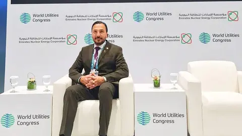 Samir Al Attrach, jefe de la Misión Diplomática venezolana en Emiratos Árabes, durante su participación en Abu Dhabi en el II Congreso Mundial de Servicios Públicos. (Cedida)