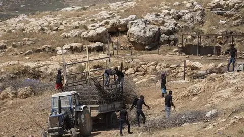 Palestinos en Samia, aldea cercana a Ramallah. (Twitter)