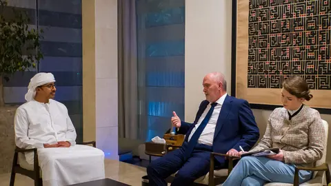 El ministro de Exteriores de EAU durante el encuentro en la ONU. (WAM)