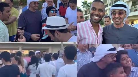 El presidente de Emiratos con ciudadanos y turistas en Egipto. (Twitter)