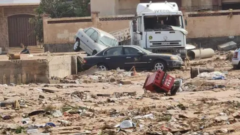 Secuelas de la tormenta Daniel en Libia. (Twitter)