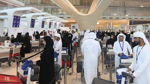 Un momento de las pruebas en la nueva Terminal A del aeropuerto de Abu Dhabi. (WAM)