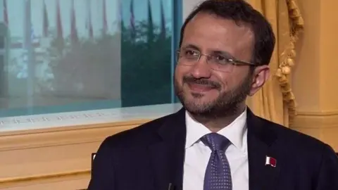 El portavoz del Ministerio de Asuntos Exteriores de Qatar, Majed Al-Ansari, en la ONU. (Twitter)