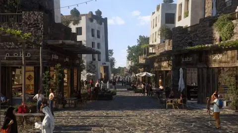 Una maqueta del proyecto turístico en la montaña saudí. (Twitter)