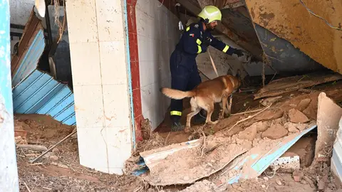 Un miembro del equipo de rescate de EAU en Libia. (WAM)