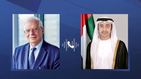 Borrell y el jeque Abdullah. (WAM)