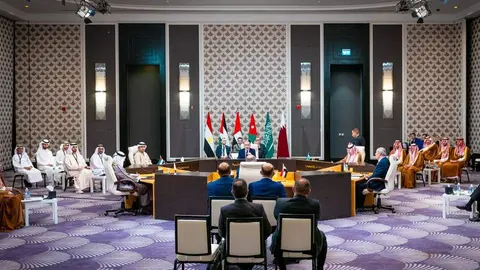 Un momento del encuentro de los ministros de Exteriores árabes y la OLP. (WAM)