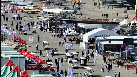 Una imagen de la feria Dubai Airshow. (Twitter)