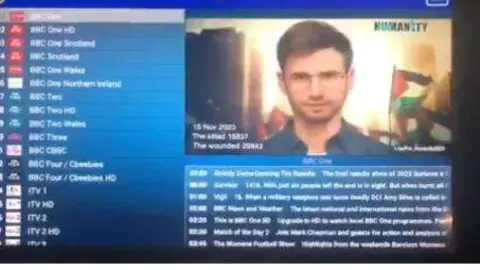 Una imagen del ciberataque en la televisión de EAU. (Fuente externa)