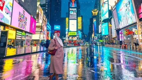 Una tripulante de cabina en New York. (Emirates)