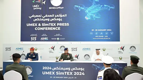 Un momento de la presentación Umex y SimTex 2024 en Abu Dhabi. (WAM)